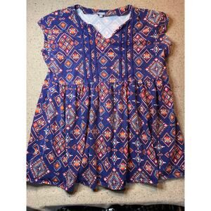 Plus Size Aztec Babydoll Knit Tunic Top 3x Blue Southwest